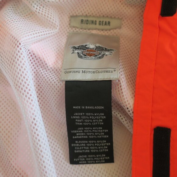 Harley-Davidson Hi-Vis Rain Suit Women's 2XL Reflective Orange Black Carry Pouch - Picture 7 of 8
